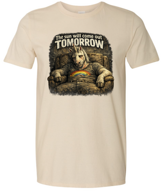 The Sun Will Come Out Tomorrow | Vintage Unicorn Graphic T-Shirt